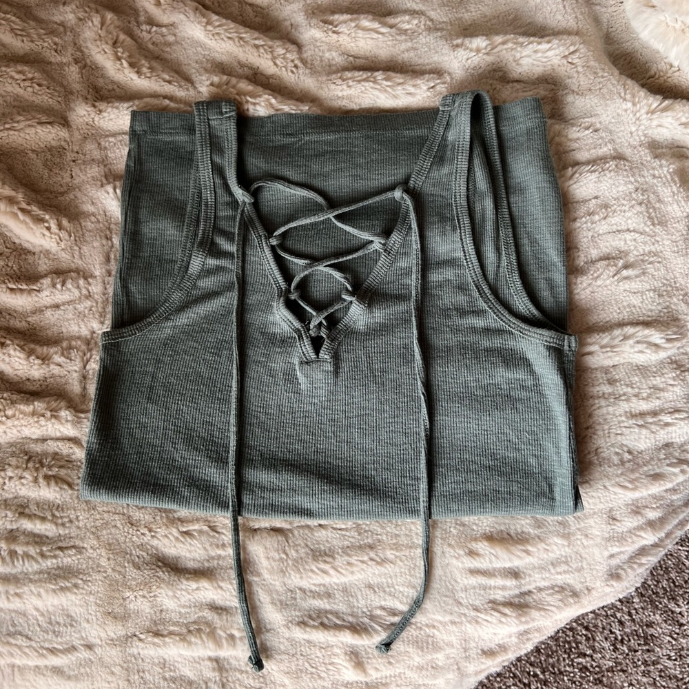 Aerie soft tank with lace up tie front